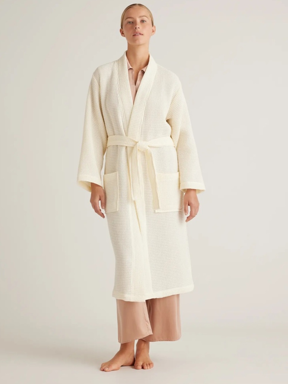 Quince Organic Turkish Waffle Robe - Ivory